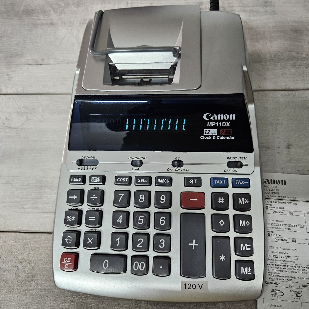 Canon MP11DX 12 Digits 2 Color Print Clock Calendar Office Calculator